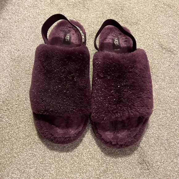 UGG fluff metallic sparkle slippers - Picture 7 of 12